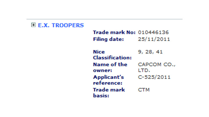 カプコン、海外で『E.X. Troopers』なるタイトルを商標登録