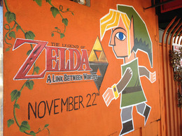 『ゼルダの伝説 神々のトライフォース2』に登場する“壁画リンク”がゲームショップの壁に登場