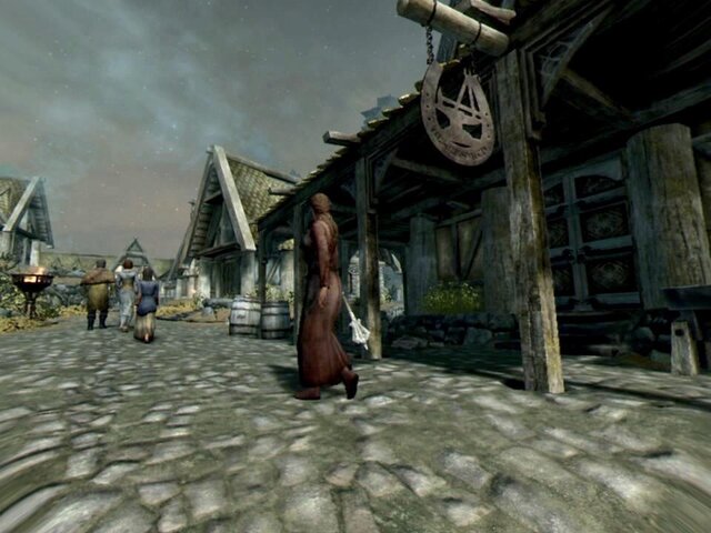 【吉田輝和のVR絵日記】『The Elder Scrolls V: Skyrim VR』で寝てるおっさんに壺乗せてみた
