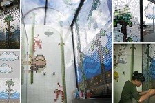 『ドンキーコングJR.』のシャワールーム−ドット絵をタイルで再現 画像