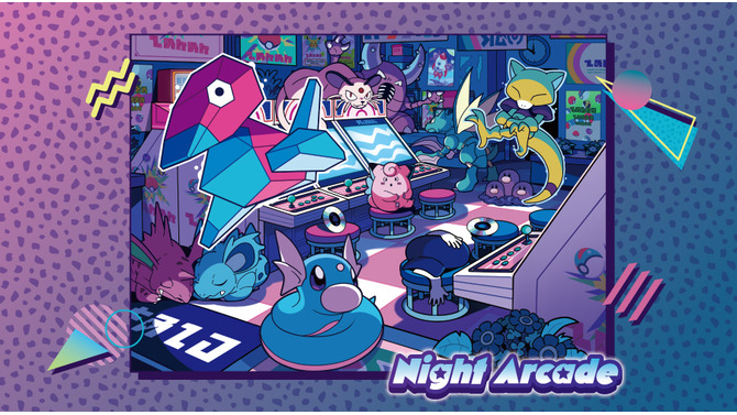 “ポリゴンLEDライト”のネオンな感じが癖になる！新登場「Night Arcade」で夜のゲームコーナーを楽しむポケモンたちがグッズ化