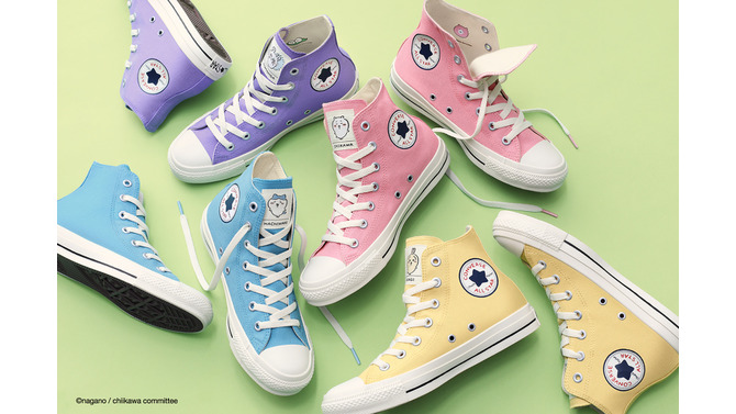 「ちいかわ」たちの顔ぬいぐるみがインパクト抜群！「CONVERSE」コラボシューズに“漫画のコマ”デザインなどが展開