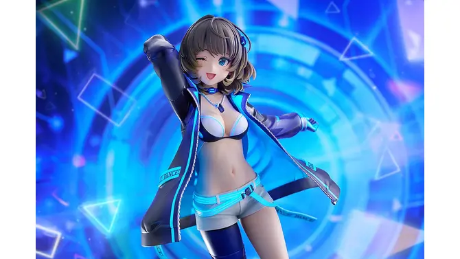 ジャケットの下には大胆なダンス衣装！『デレマス』より「高垣楓」1/7スケールフィギュアが予約受付中ーブラックライトを当てることで青く発光