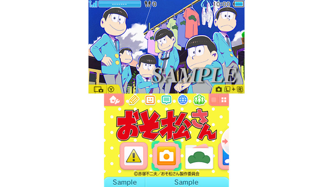 3DSテーマ「おそ松さん」配信開始、下画面はうごく壁紙に