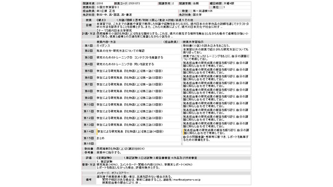 愛知教育大学が公開しているシラバス