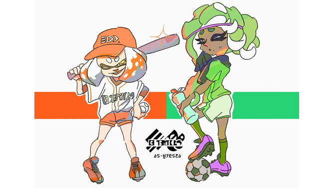 『スプラトゥーン2』北米フェス「野球VSサッカー」のイラストが公開―ユニフォーム姿のテンタクルズ可愛い！