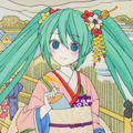 初音ミクが浮世絵木版画に！ 1mm未満の線画も表現…使用木版は21版、摺重ねは計45回