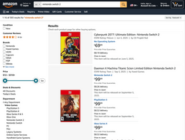 米国Amazonは「スイッチ2」を販売しない！？サードパーティー作は並ぶものの、任天堂ソフト・ハード共にマーケットプレイス出品のみ