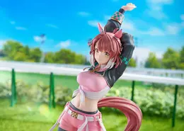 笑顔でストレッチ！『ウマ娘』勝負服姿の「ダンツフレーム」フィギュアが予約開始ー表情差し替えパーツにはウインクも