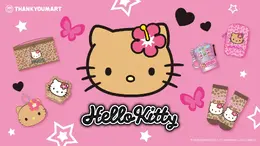 ハローキティが平成ギャルに!ヒョウ柄や蝶に包まれた限定グッズがサンキューマートで発売決定