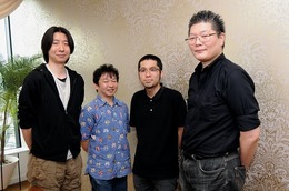 ネクスエンタテインメントのビジュアルディレクター・齊藤繁昌さん、アートディレクター・林淳二さん、プランナー/運営・志賀豊さん、メインプランナー・笹原太郎さんの4人