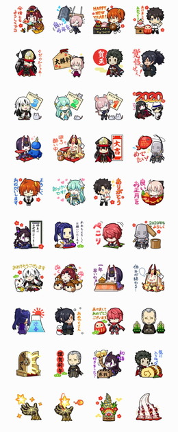 『FGO』お正月LINEスタンプ第2弾発売！日本ゆかりのサーヴァント達が年末年始を彩る