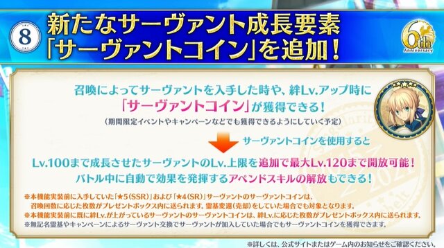 『FGO』に新た成長要素！ 「サーヴァントコイン」でLV上限を120に、「NP一定量増加」などスキルも取得可能