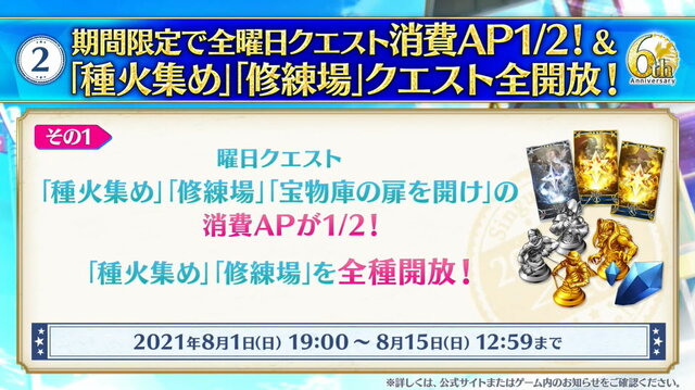 『FGO』6周年はお得がいっぱい！ユーザー歓喜の10大キャンペーンを見逃すな―曜日クエストには新難易度も