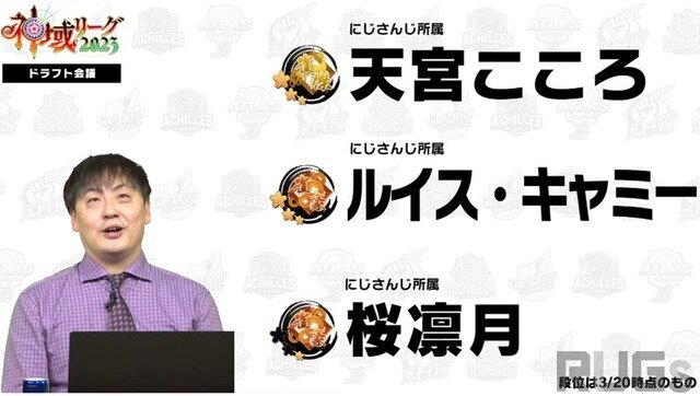 「神域リーグ2023」ドラフト会議が終了！前回MVP・歌衣メイカを2チームが指名ほか、たかちゃんは白雪レイド＆渋谷ハルを獲得