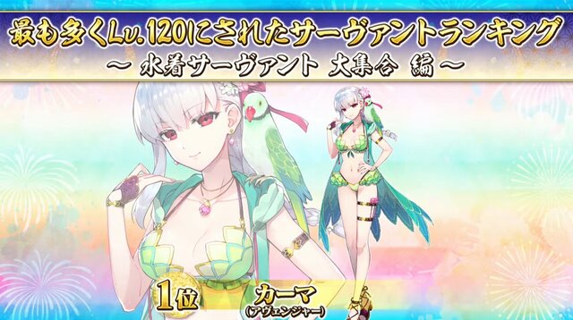 『FGO』“最も多くLV120になった水着サーヴァント”が判明、「宮本武蔵」「カーマ」「伊吹童子」が相争う！