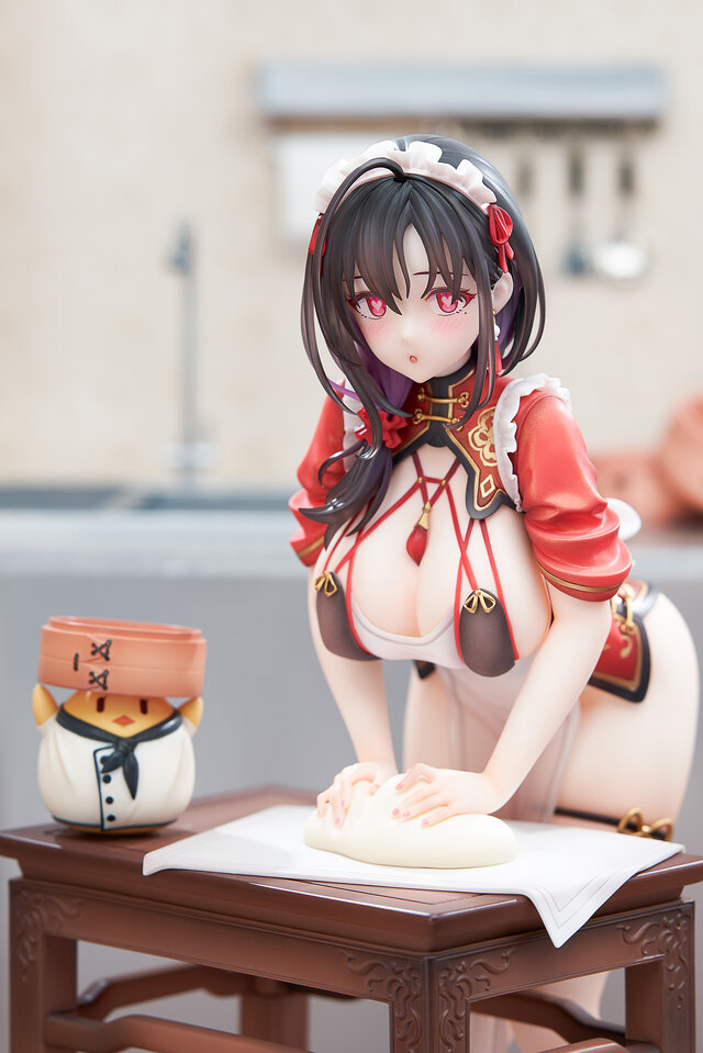 真剣に肉まん作る姿もセクシー…！『アズレン』生地をこねる「定安」が愛らしいフィギュア登場―恥じらう表情パーツも付属