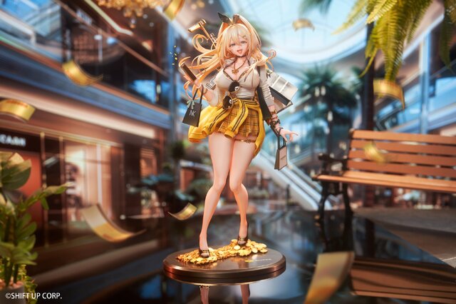 魅惑の金髪ギャル！『勝利の女神：NIKKE』より「ルピー」のフィギュアがお披露目―ショッピングバッグや輝くアサルトライフルまでしっかり再現