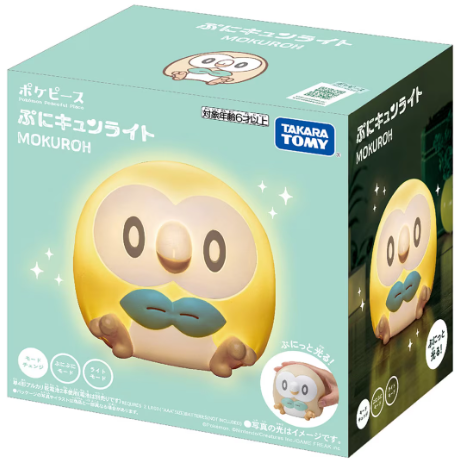 ぷにぷにな「モクロー」にキュン…！『ポケモン』ぷにっと触るとピカッと光るライトに癒やされる