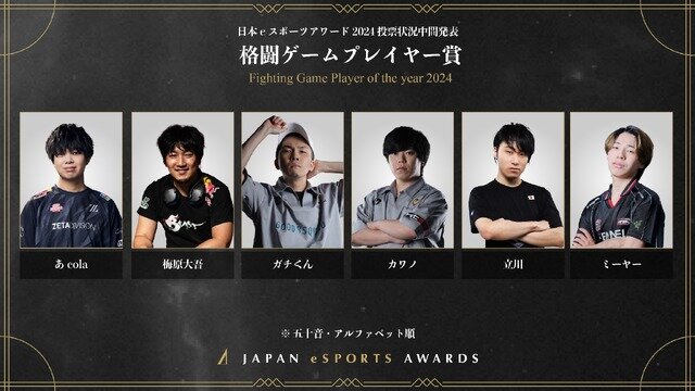 「日本eスポーツアワード2024」ファン投票中間結果発表、約34,000票が集まる