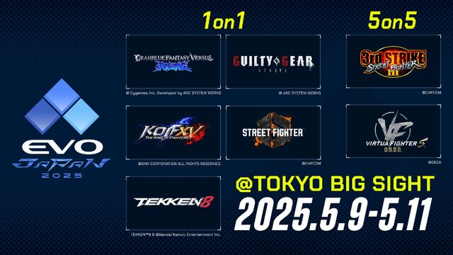 「EVO Japan 2025」メイン種目が発表！『スト6』『鉄拳8』から往年の名作まで7種目で開催