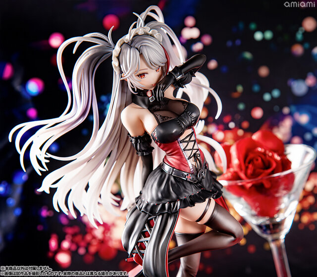 悪戯っぽく微笑む口元から舌先がチラリ…『アズレン』より「プリンツ・オイゲン：この夜に酔いしれ」フィギュアがクールでミステリアス