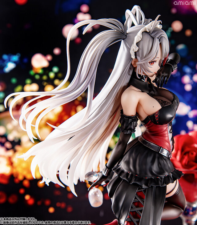 悪戯っぽく微笑む口元から舌先がチラリ…『アズレン』より「プリンツ・オイゲン：この夜に酔いしれ」フィギュアがクールでミステリアス