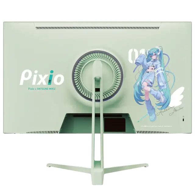 初音ミク仕様ゲーミングモニターが「pixio」から発売！ 上部に乗せて飾れるアクリルフィギュア付き