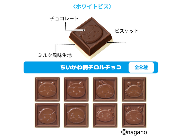 「チロルチョコ」×「ちいかわ」第4弾！お顔デザインのスクエア缶全4種、チョコ型は食べるのがもったいくらい可愛い全8柄