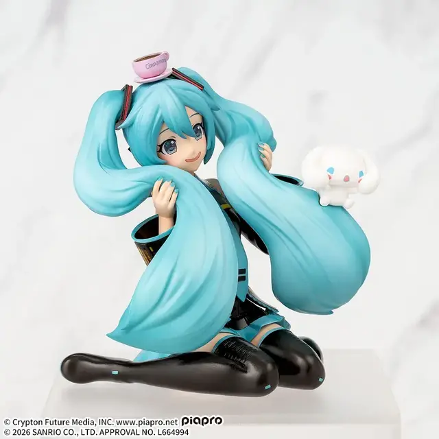 髪を持ち上げて…モフッ！「初音ミク×シナモロール‐もふっとVer.」フィギュアが可愛いープライズ向けに展開