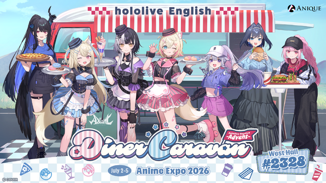 森カリオペやフワモコなど、ホロライブENメンバーの描き下ろしイラスト！新グッズ企画「Diner Caravan」が発表