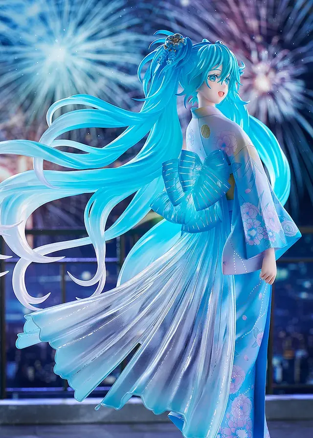 「初音ミク」が花火&ドローンショーのメインビジュアルで立体化！クリアパーツ使用のツインテールと大きく広がる帯が幻想的