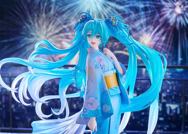 「初音ミク」が花火&ドローンショーのメインビジュアルで立体化!クリアパーツ使用のツインテールと大きく広がる帯が幻想的