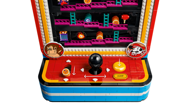 懐かしのアーケードゲーム『ドンキーコング』がレゴに！タルが転がり、ジョイスティックでジャンプマンを操作するアクションギミック搭載