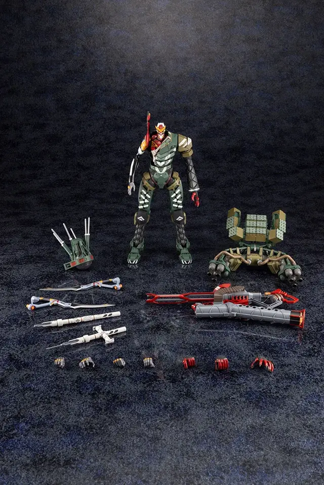 「エヴァンゲリオン新2号機α」1/400スケールプラモデルが再生産！三銃身ガトリング砲やナギナタほか、停止信号プラグなどオプション豊富