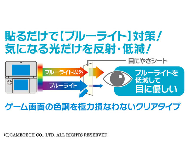 青色光カットで目の疲労を軽減、携帯ゲーム機用液晶保護シート「目にやさシート」シリーズ発売