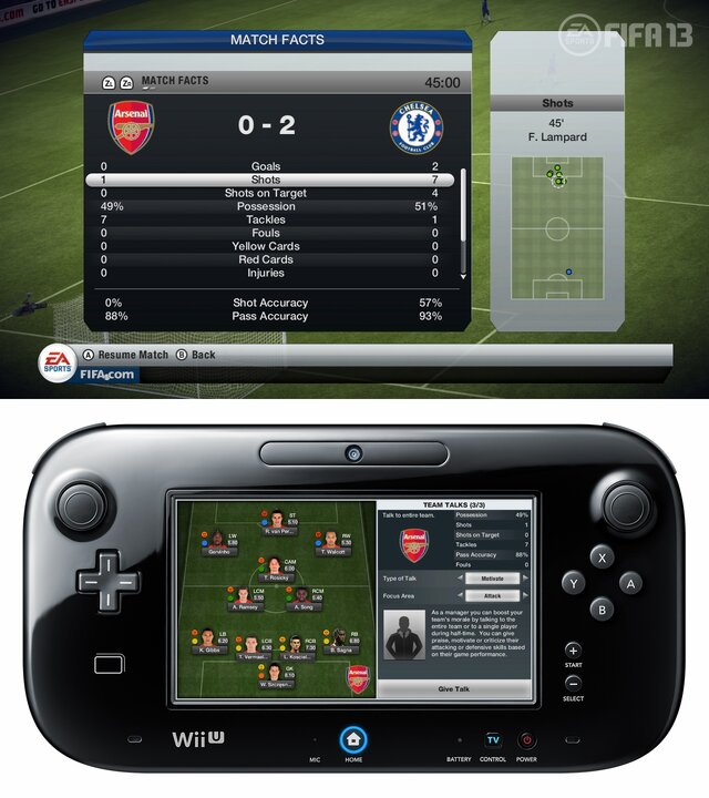 Wii U版『FIFA 13 ワールドクラスサッカー』GamePadを最大限活用したプレイを紹介