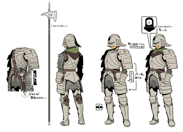 アニメ設定資料。鎧の細かなデザイン