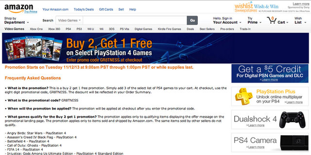 米AmazonがPSNストアをオープン、2作品購入するともう1作品付いてくるキャンペーンも展開