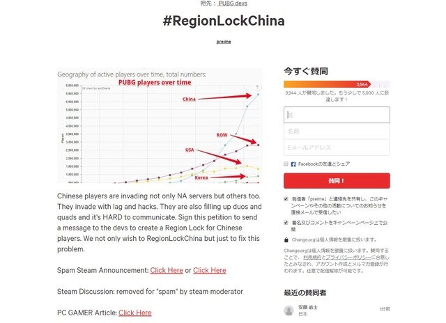 『PUBG』中国のリージョンロック求める署名運動が発起―既に約4,000人が参加