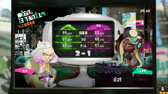 『スプラトゥーン2』一周年フェスはイカが勝利！センパイとしての意地を見せる結果に