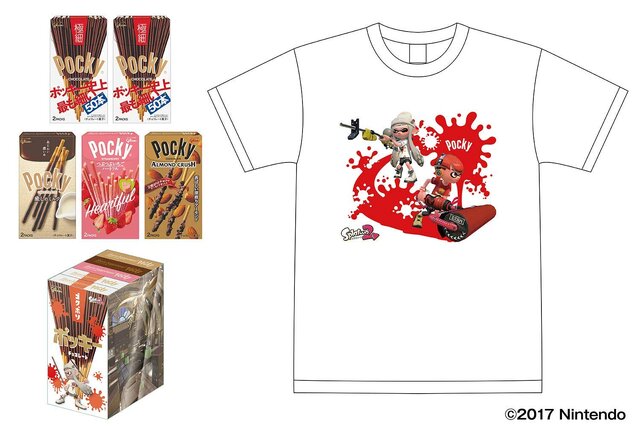 『スプラトゥーン2』×「ポッキー」フェスを応援するコラボグッズが登場！ オリジナルTシャツとポッキーがセットに